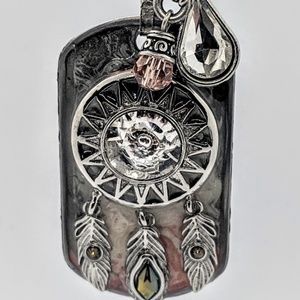 Country western Dog Tag Swarovski Crystal Necklace